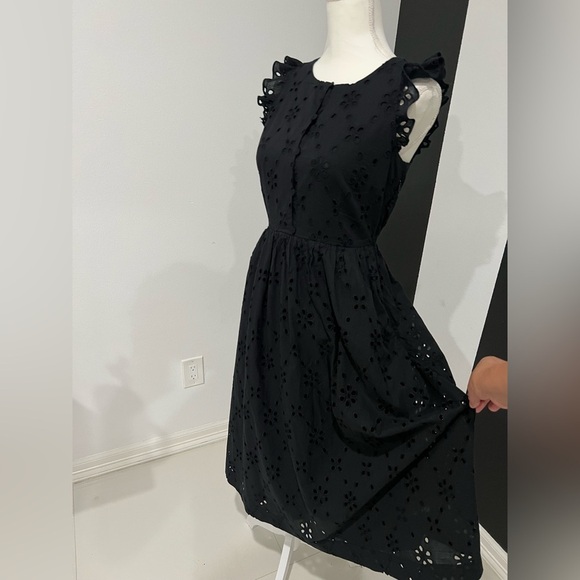 Black Smocked Ruffled Midi Sundress - Picture 6 of 16